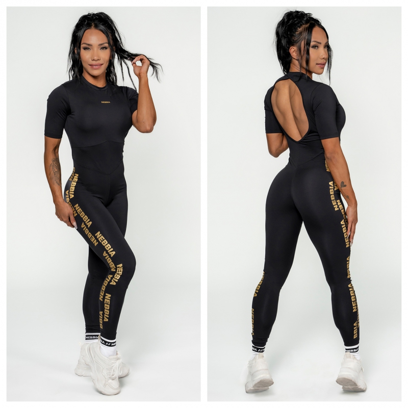 NEBBIA  Fitness overál női 823 (black-gold) - M 