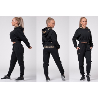 NEBBIA - Crop mikina Golden 824 (black)