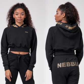 NEBBIA - Crop mikina Golden 824 (black)