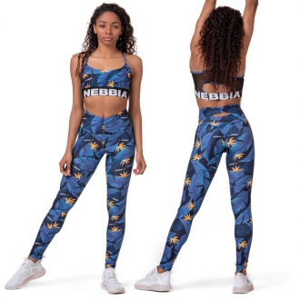 NEBBIA - Legíny high waist OCEAN POWER 561 (ocean blue)