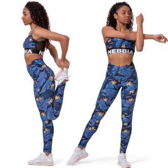NEBBIA - Legíny high waist OCEAN POWER 561 (ocean blue)