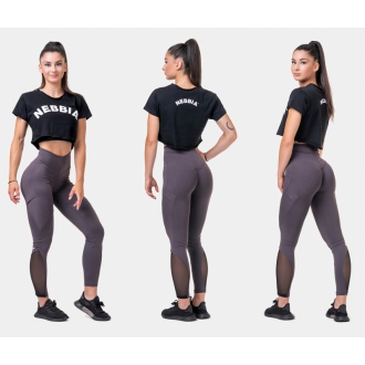 NEBBIA - Voľný Fit and Sporty crop top 583 (black)