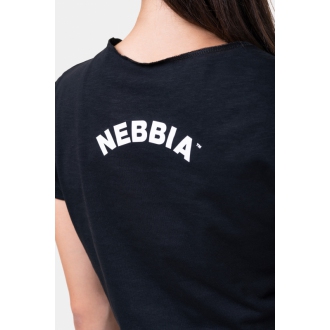 NEBBIA - Voľný Fit and Sporty crop top 583 (black)