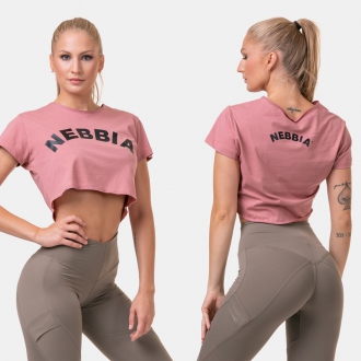 NEBBIA - Voľný Crop Top Fit and Sporty 583 (old rose)