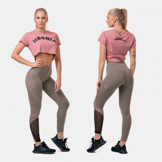 NEBBIA - Voľný Crop Top Fit and Sporty 583 (old rose)