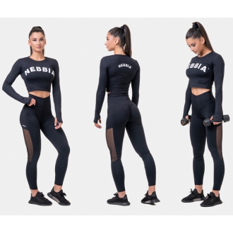 NEBBIA - Sporty HERO crop top s dlhým rukávom 585 (black)