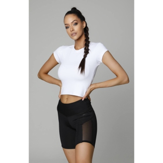 NDN - Bavlnený crop top na cvičenie MONA X056 (biela)