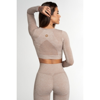 Gym Glamour - Crop top na cvičenie FUSION BEIGE (SS21-GGCFBE/350)