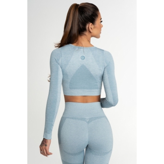 Gym Glamour - Športový crop top s dlhým rukávom FUSION BLUE (SS21-GGCFBL/352)