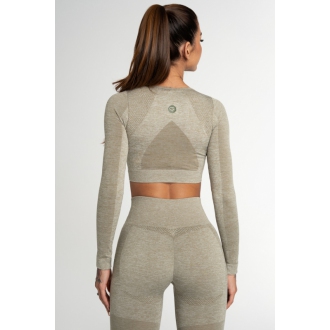 Gym Glamour - Fitness crop top FUSION KHAKI (SS21-GGCFK/349)