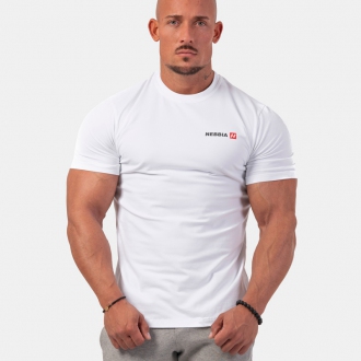 NEBBIA - Pánske tričko do fitka Minimalist Logo 291 (white)