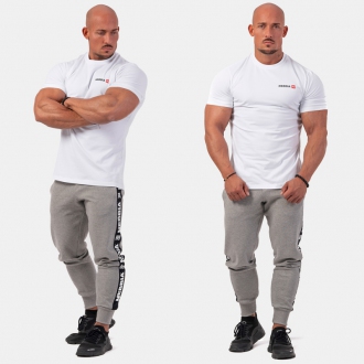 NEBBIA - Pánske tričko do fitka Minimalist Logo 291 (white)