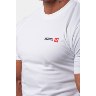 NEBBIA - Pánske tričko do fitka Minimalist Logo 291 (white)