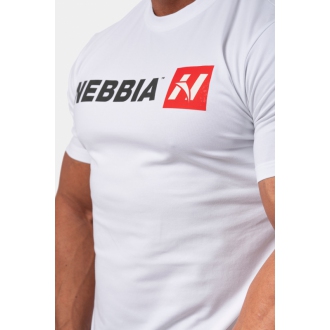 NEBBIA - Tričko do fitka pánske Red "N" 292 (white)