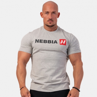 NEBBIA - Pánske fitness tričko Red "N" 292 (light grey)