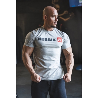 NEBBIA - Pánske fitness tričko Red "N" 292 (light grey)