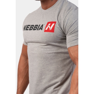 NEBBIA - Pánske fitness tričko Red "N" 292 (light grey)