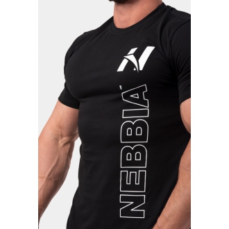NEBBIA - Pánske tričko na cvičenie Vertical Logo 293 (black)
