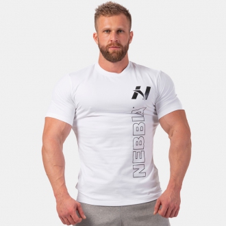 NEBBIA - Športové tričko pánske Vertical Logo 293 (white)