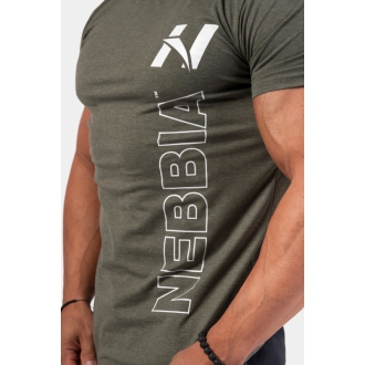 NEBBIA - Fitness tričko pánske Vertical Logo 293 (khaki)