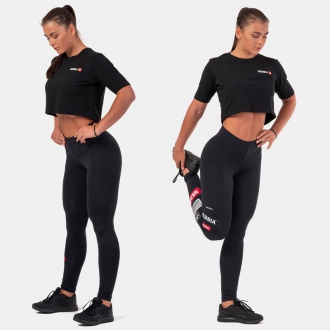 NEBBIA - Crop top na cvičenie Minimalist Logo 600 (black)