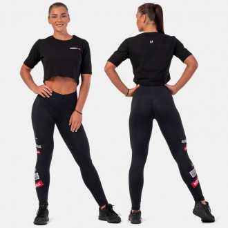 NEBBIA - Crop top na cvičenie Minimalist Logo 600 (black)