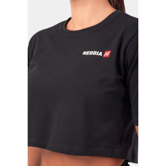 NEBBIA - Crop top na cvičenie Minimalist Logo 600 (black)