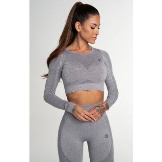 Gym Glamour - Crop top na cvičenie FUSION LIGHT GREY (SS21-GGCFLG/347)