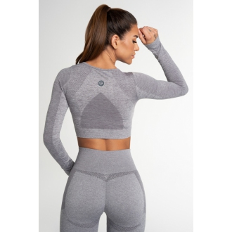 Gym Glamour - Crop top na cvičenie FUSION LIGHT GREY (SS21-GGCFLG/347)