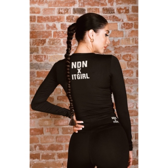 NDN - Čierny crop top s dlhým rukávom SAVA X144