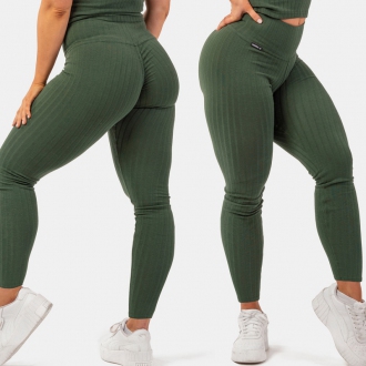 NEBBIA - Legíny high waist z organickej bavlny 405 (dark green)