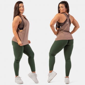 NEBBIA - Legíny high waist z organickej bavlny 405 (dark green)