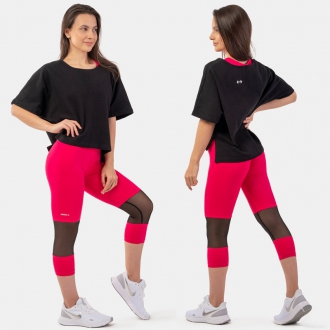 NEBBIA - 3/4 fitness legíny s vysokým pásom 406 (pink)