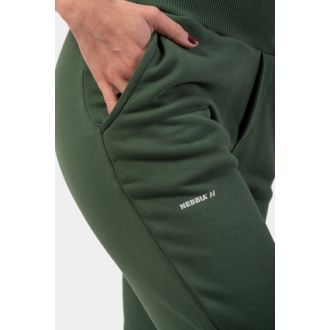NEBBIA - Tepláky dámske vysoký pás FEELING GOOD 409 (dark green)
