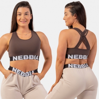 NEBBIA - Fitness podprsenka Cross Back 410 (brown)