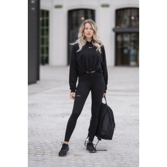 NEBBIA - Voľná crop mikina s kapucňou ICONIC 421 (black)