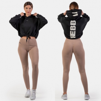 NEBBIA - Voľná crop mikina s kapucňou ICONIC 421 (black)