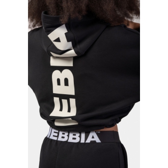 NEBBIA - Voľná crop mikina s kapucňou ICONIC 421 (black)