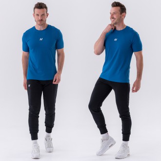 NEBBIA - Pánske bavlnené tričko na cvičenie 327 (blue)