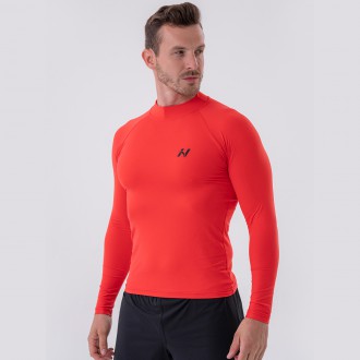 NEBBIA - Pánske fitness tričko s dlhým rukávom 328 (red)