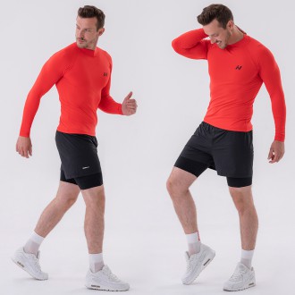 NEBBIA - Pánske fitness tričko s dlhým rukávom 328 (red)