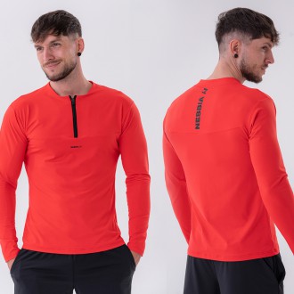 NEBBIA - Pánsky fitness nátelník s dlhým rukávom 329 (red)