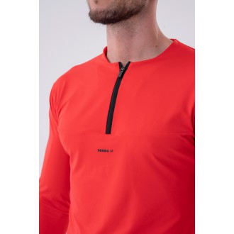 NEBBIA - Pánsky fitness nátelník s dlhým rukávom 329 (red)