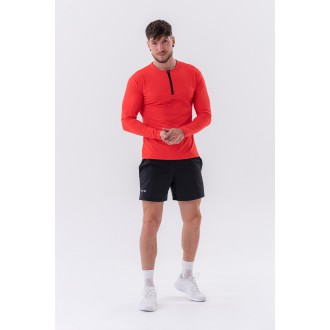 NEBBIA - Pánsky fitness nátelník s dlhým rukávom 329 (red)