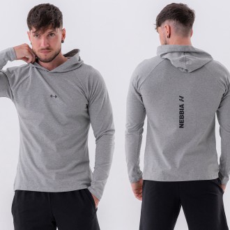 NEBBIA - Pánske fitness tričko s kapucňou 330 (light grey)