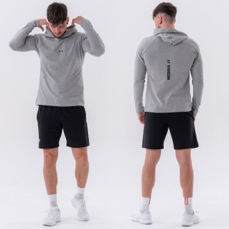 NEBBIA - Pánske fitness tričko s kapucňou 330 (light grey)