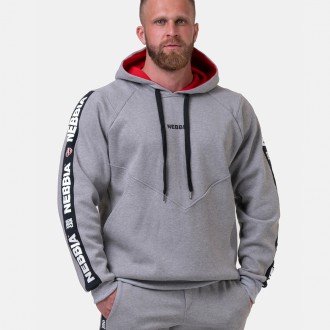 NEBBIA - Pánska mikina s logom Mr. Olympia 194 (light grey)