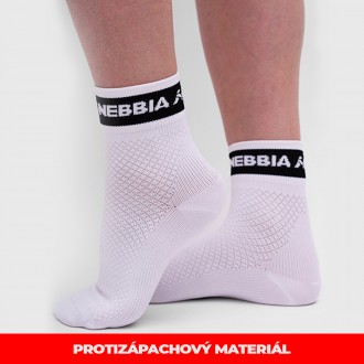 NEBBIA - Ponožky sport stredná dlĺžka UNISEX 129 (white)