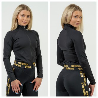 NEBBIA - Dámska fitness mikina 833 (black-gold)