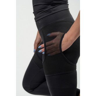 NEBBIA - Dámske fitness legíny so sieťkou 838 (black)